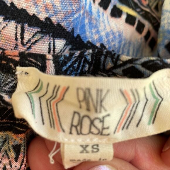 Aztec tank top multi colored with back longer back  zipper by Pink Rose size XS - Picture 7 of 7